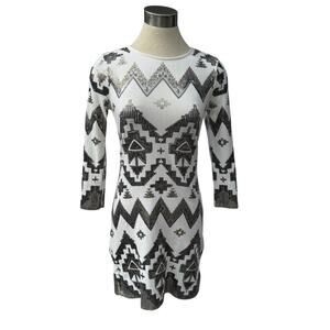 Express S Off White & Silver Sequin Bodycon Dress